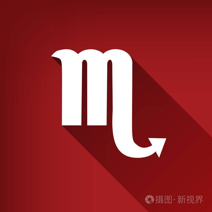 天蝎座符号插图 矢量 白色图标与无限的阴影在红宝石红色背景.