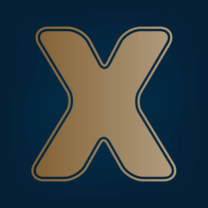 字母x标志设计模板元素.矢量.黑色青色背景下的金色图标和边框.照片