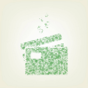 信用卡用货币符号签名。矢量。绿色六边形改变图标和噪音不透明度和大小在浅绿色背景与中心灯。