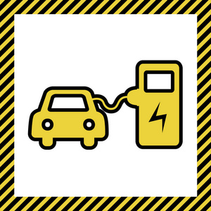 矢量.温暖的黄色图标与黑色轮廓在框架命名为正在建设的白色背景.