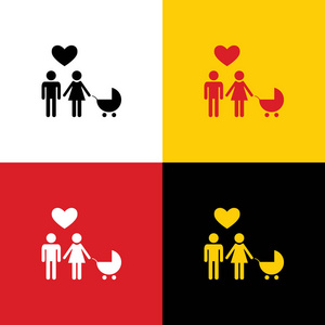 s hands. Love. Vector. Icons of german flag on corresponding col