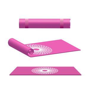 瑜伽垫滚动和打开粉红色矢量插图