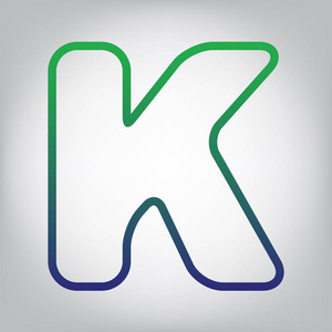 中心脚本字母k标志设计模板元素. 矢量.