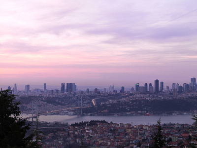 日落时伊斯坦布尔博斯普鲁斯风景