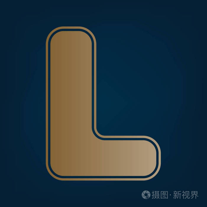 字母l标志设计模板元素矢量黑色青色背景下的金色图标和边框