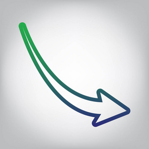 渐变下降下降的箭头标志. 矢量.