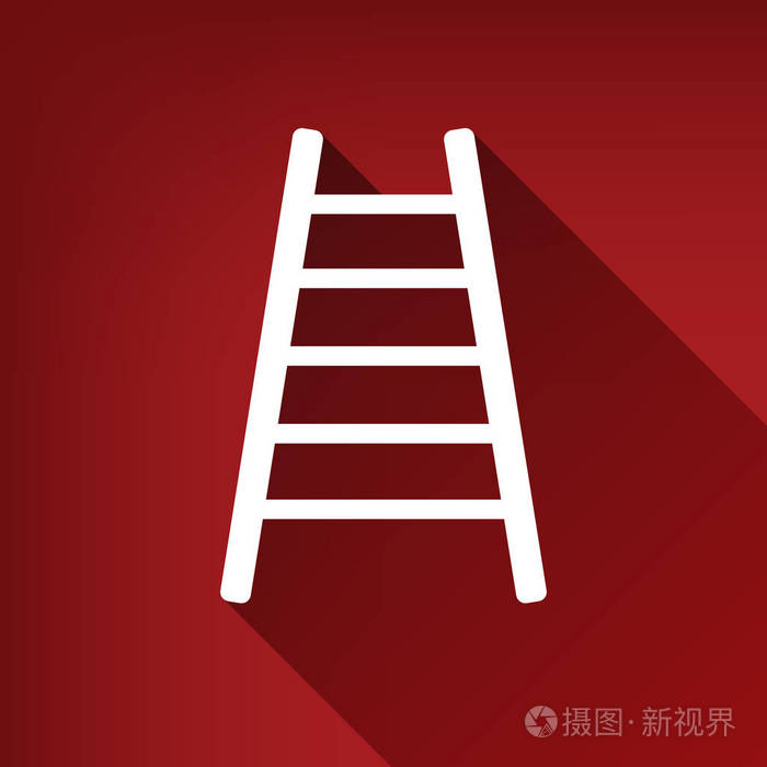 梯子标志插图矢量白色图标与无限的阴影在红宝石红色背景