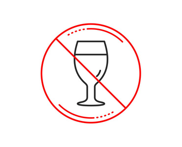 没有或停止标志。 啤酒玻璃线图标。 酒吧工艺啤酒标志。 啤酒厂饮料符号。 警告禁止禁止停止符号。 没有图标设计。 向量