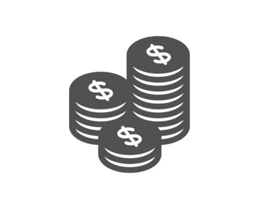 硬币钱图标. 银行货币标志. 现金符号. 质量设计要素. 经典风格图标.