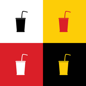 饮料标志插图。 矢量。 相应颜色上的德国国旗图标作为背景。