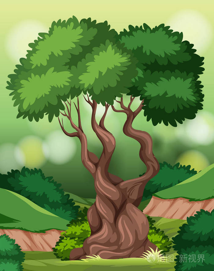 大自然场景插图中的一棵树插画-正版商用图片18ir39-摄图新视界