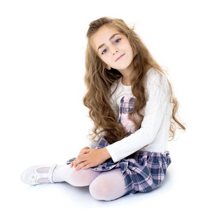 跪着的儿童小女孩跪着照片