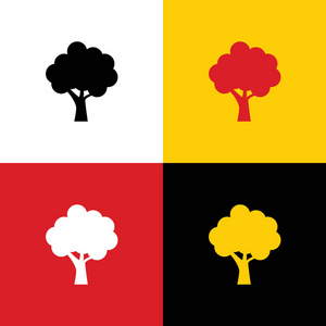 树图标。 矢量。 相应颜色上的德国国旗图标作为背景。