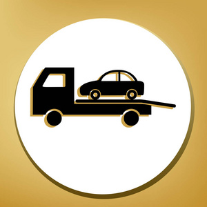 黄金卡车拖车疏散标志. 矢量.