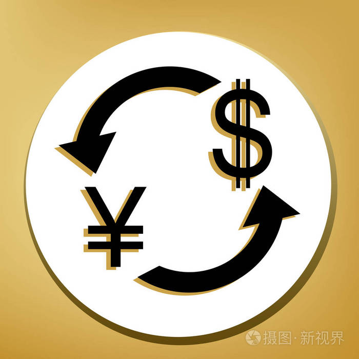 货币兑换标志. 日本日元和美元. 矢量.