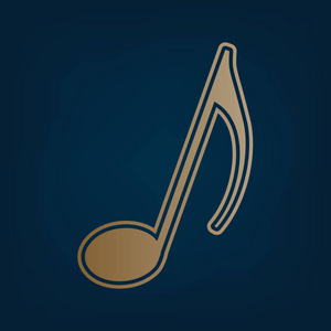 音符边框音乐音符符号. 矢量. 黑色青色背景下的金色图标和边框.照片