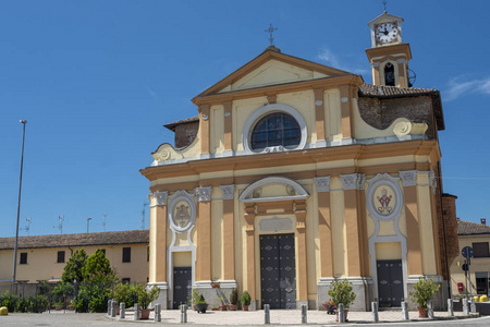 Agogna, Pavia, Lombardy, Italy historic church in front of the 