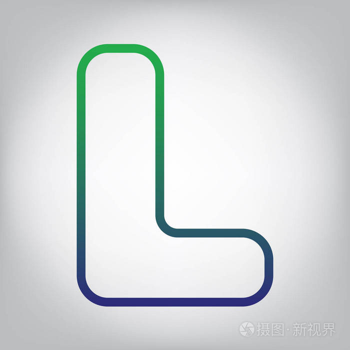字母l标志设计模板元素矢量绿色到蓝色渐变轮廓图标在灰色背景光线在