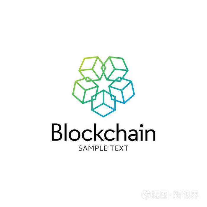 矢量blockchain立方体标志设计模板.图形密码块标志型,图标和符号.