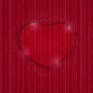 心脏情人节卡片在红色背景。婚礼邀请卡模板, 爱的概念。2月14日的节日海报。向量例证