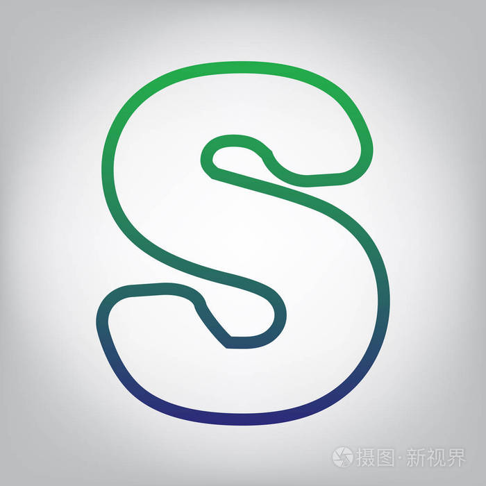 字母s标志设计模板元素矢量绿色到蓝色渐变轮廓图标在灰色背景光线在