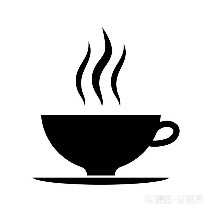 一杯咖啡.黑白矢量图标