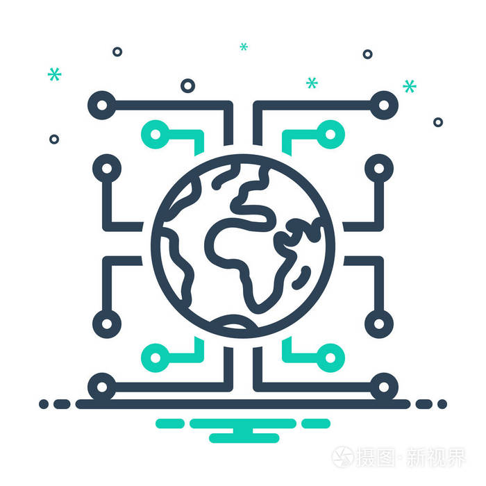混合彩色图标的数字化技术插画-正版商用图片18j2ns-摄图新视界