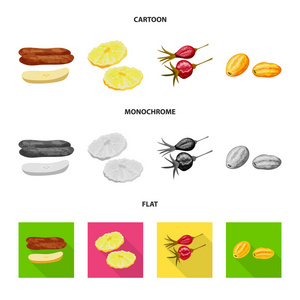 食品和原料标识的矢量设计。收集网络的食物和自然股票符号