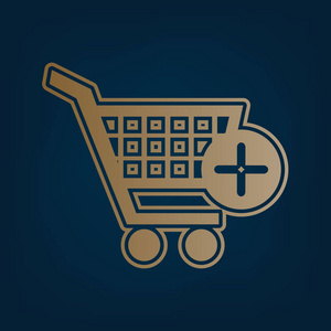 电商边框带有添加标记标志的购物车. 矢量.