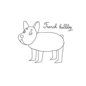 法国斗牛犬狗在白色背景。向量狗例证