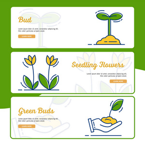 园艺横幅收集轮廓填充风格