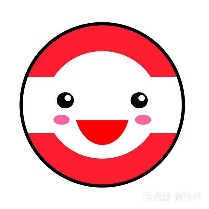 卡瓦伊奥地利国旗微笑. 平的风格. 可爱的卡通孤立有趣的设计表情.