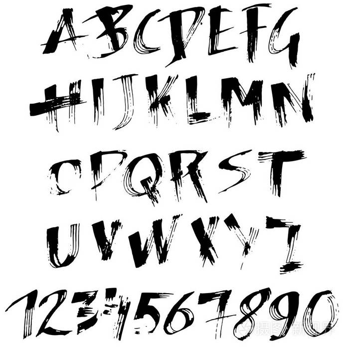 手写的粗字油墨字体.向量例证