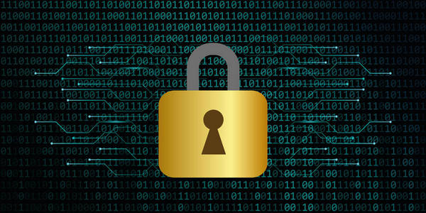 安全的数字数据连接与锁定二进制代码背景