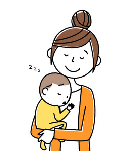 母亲和婴儿一个抱着婴儿的年轻女人的呕吐。