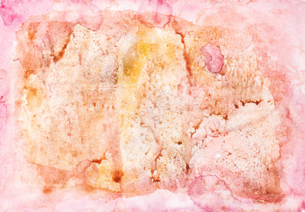 抽象的粉红色和黄色的手绘纸，用水彩单色技术着色
