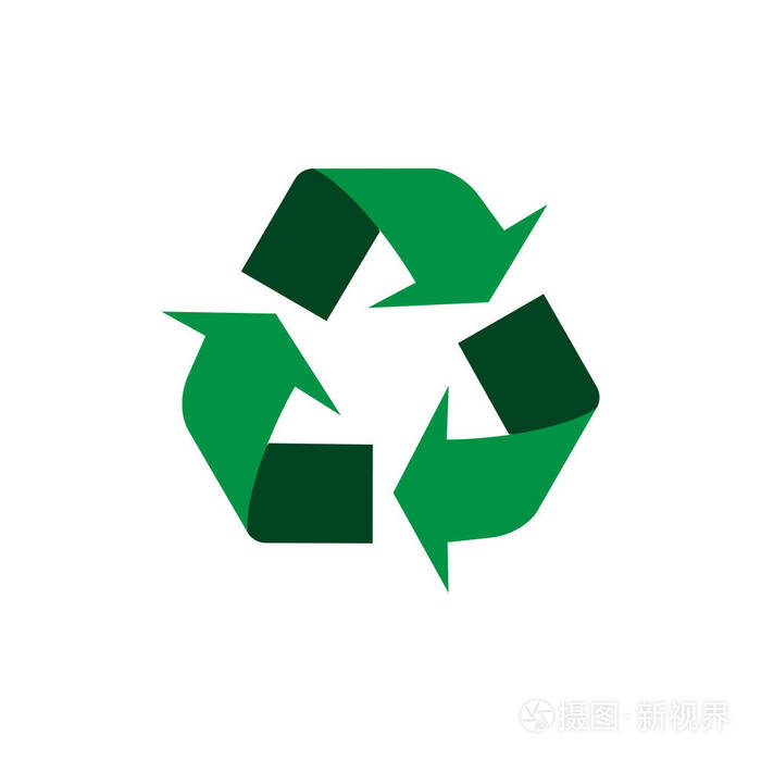 回收矢量图标.样式为平面符号,圆角,白底.