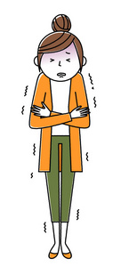 感到冷年轻的女人,妈妈,冷飕飕的,年轻的女人感到寒冷.照片