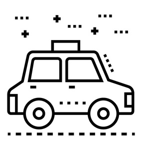 出租车运输线矢量图标。
