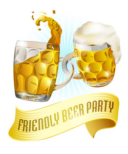 啤酒派对标签。 啤酒节假期或其他共享活动的邀请标志模板。