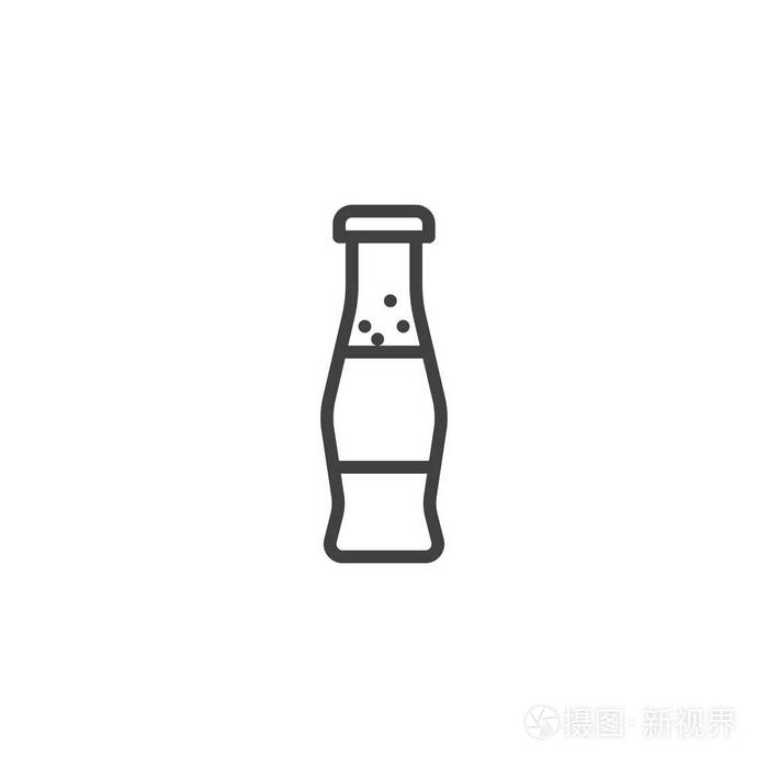 插画 苏打水瓶线图标轮廓矢量符号线性风格象形文字隔离在白色上.