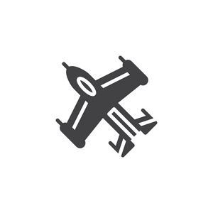 喷气式战斗机图标矢量填充平面标志固体象形文字隔离在白色上。 符号标志插图。