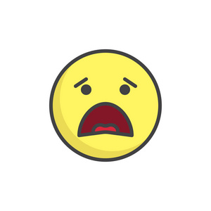 痛苦的脸表情填充轮廓图标线矢量符号线性彩色象形文字隔离在白色上.