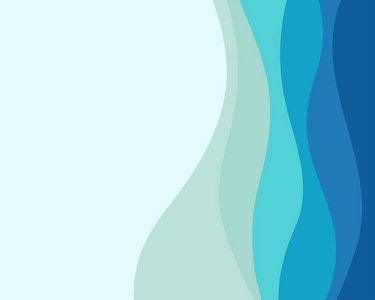 蓝波抽象背景的平面矢量风格为现代设计插图。 蓝色色调水波。