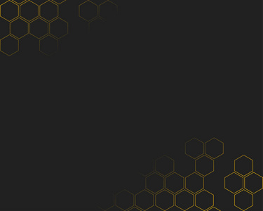 六角蜂蜂巢矢量抽象与黑色空间的文本。 黄色梯度现代背景矢量插图