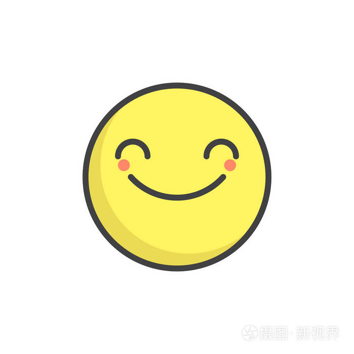 笑脸与微笑的眼睛表情符号填充轮廓图标线矢量符号线性彩色象形文字