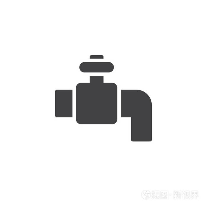 水龙头图标矢量填充平面标志固体象形文字隔离在白色上. 符号标志插图