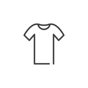 衬衫线图标轮廓矢量符号线性风格象形文字隔离在白色上。 符号标志插图。 可编辑行程