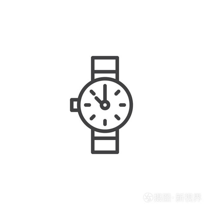 表线图标轮廓矢量符号线性样式象形文字隔离在白色上手表符号标志插图