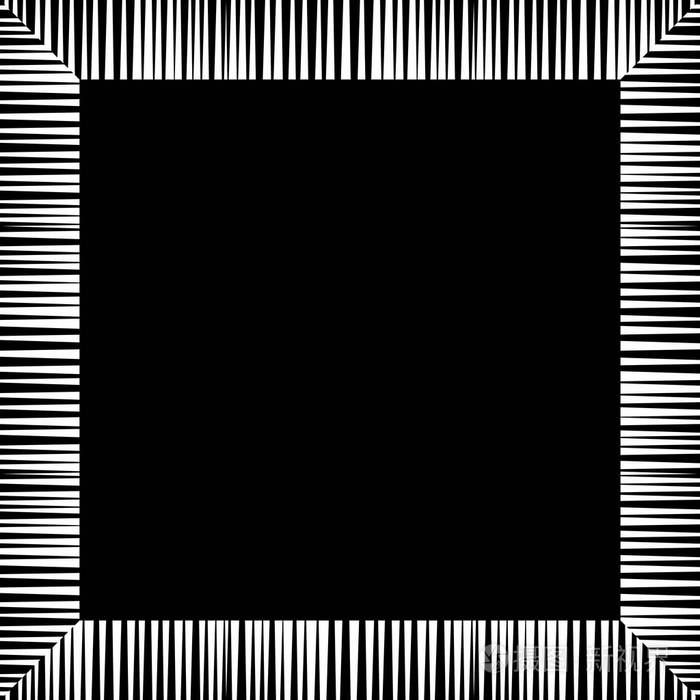 黑色和白色条纹框架。矢量几何框架与文本的位置。抽象强的几何背景